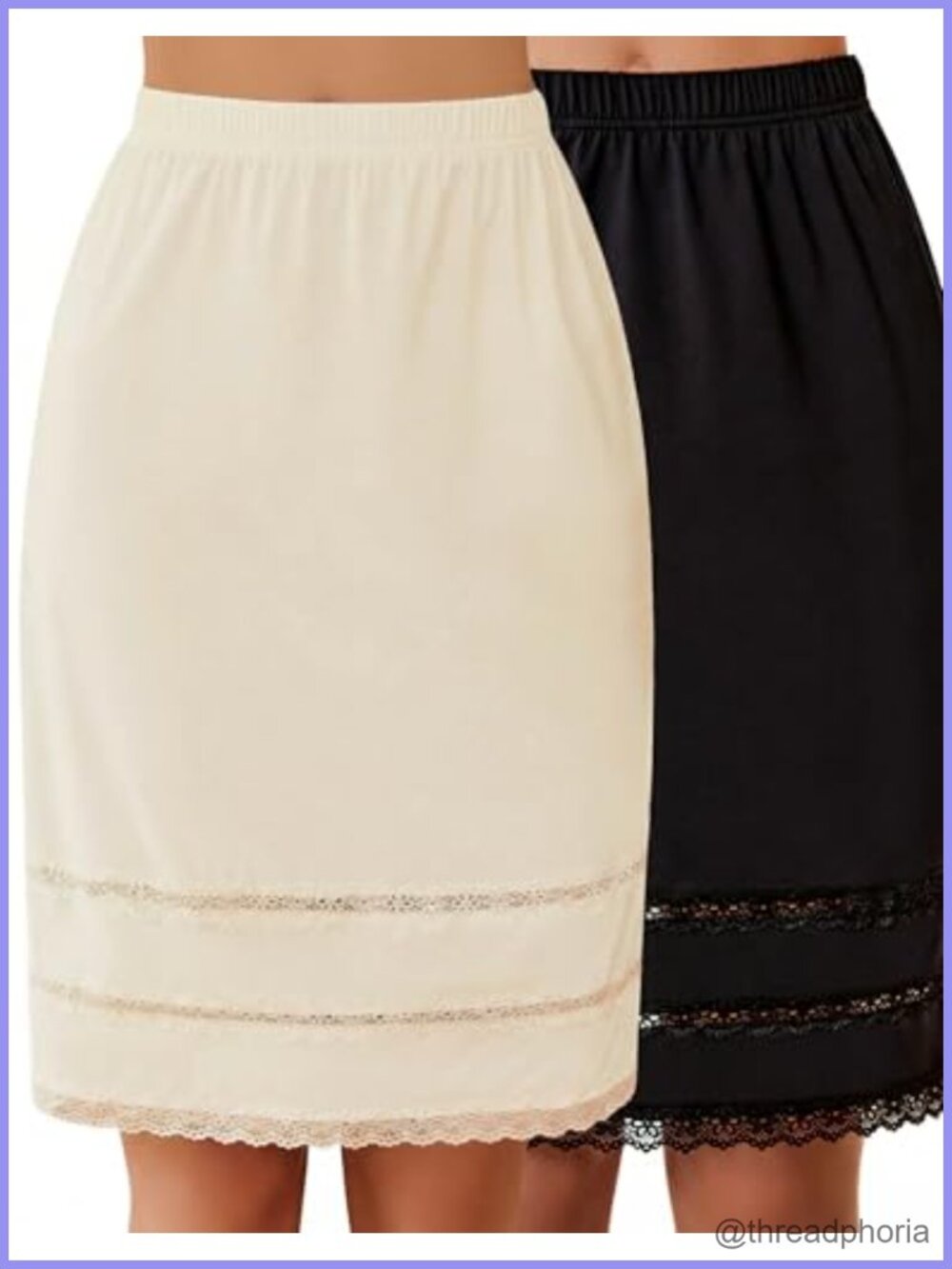 Nylon Spandex Half Slip Knee Length Lace Trim Underskirt